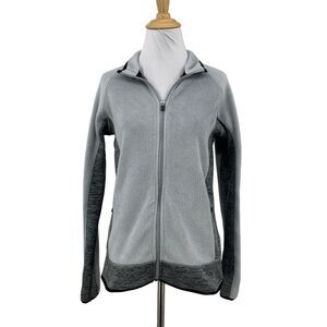 Straight Down Fleece Panel Jacket Womens S Small Titanium Zip Up Pockets Stretch